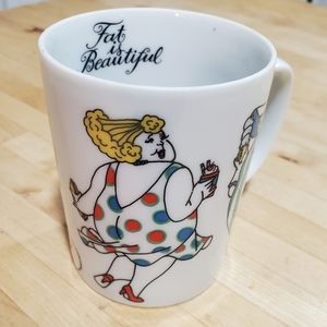 Fitz & Floyd "Fat is beautiful" vtg mug